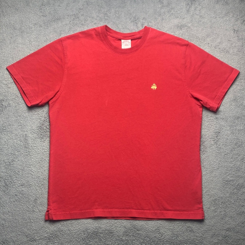 Brooks Brothers Tshirt Mens Large 1818 Mens Red Cotton Golden Logo‎ RN 93986